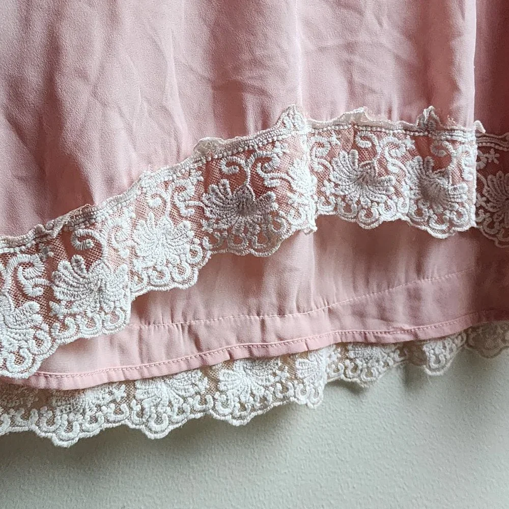 Tobi Pink Open Sleeve Lace Blouse Size Medium